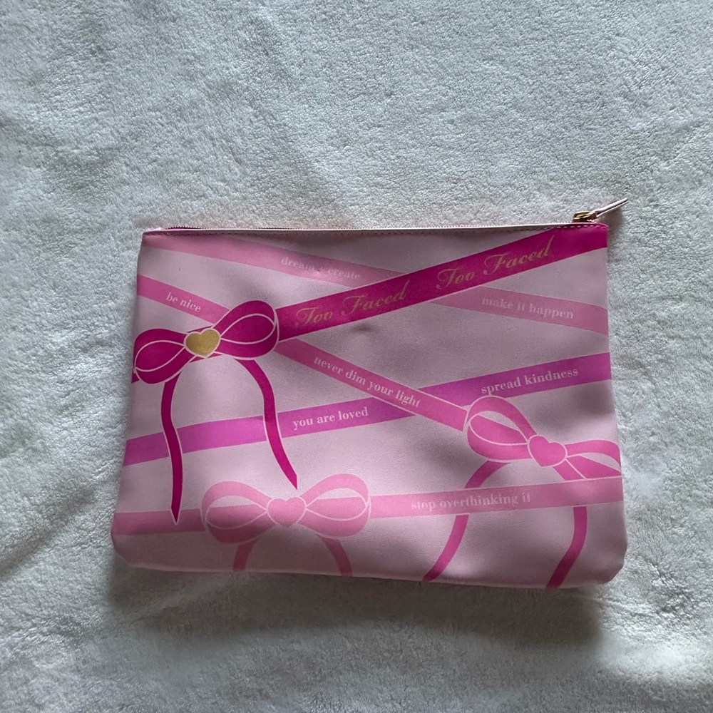 Too Faced Pink Bow Cosmetic Bag